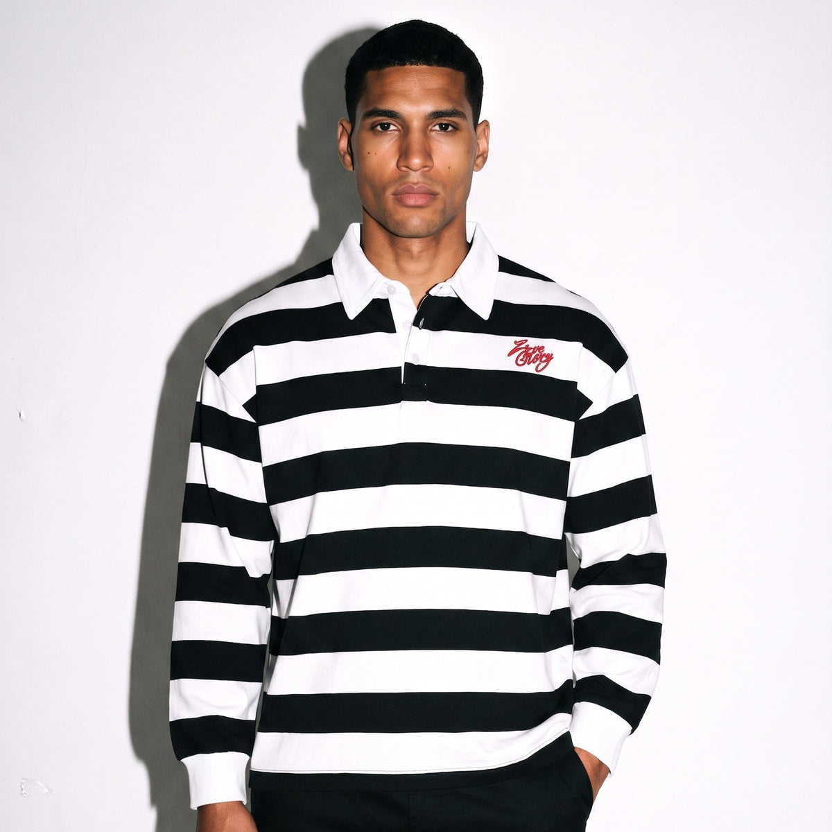 striped long sleeve polo timeless