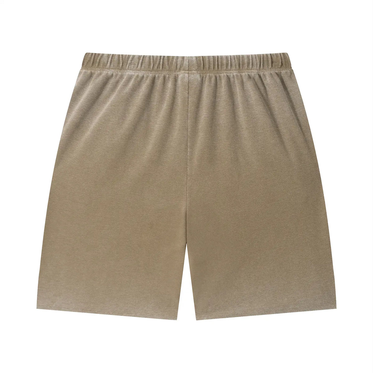 Refined waffle shorts in beige, featuring a comfortable drawstring waist and relaxed fit, perfect for everyday wear.