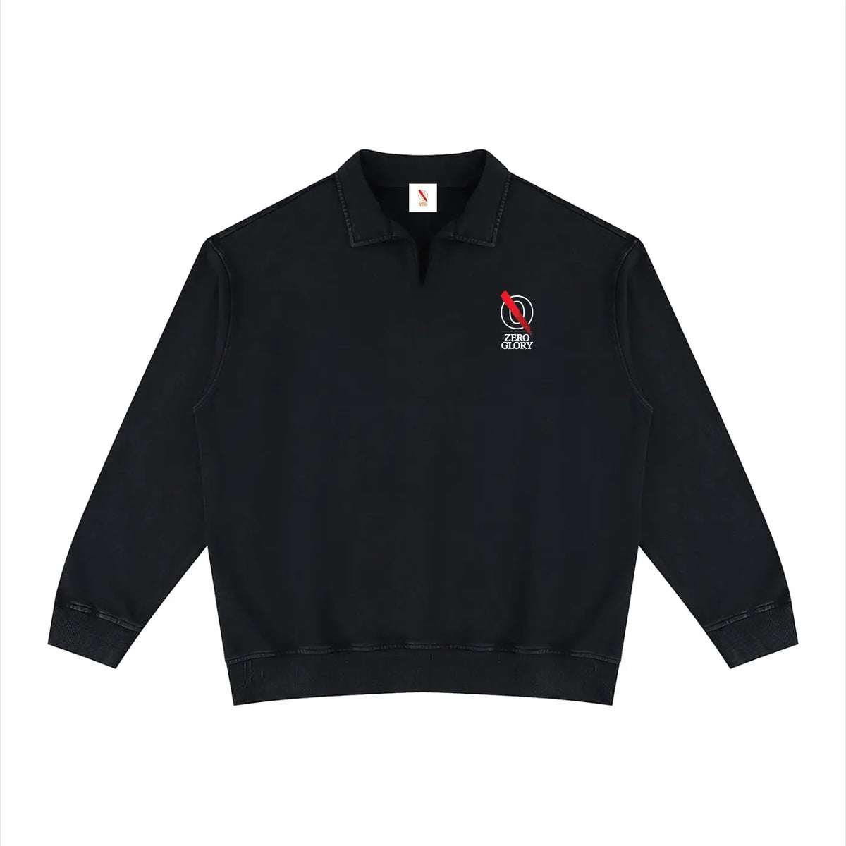 Collared sweatshirt for casual wear in black with logo, designed for comfortable and stylish everyday attire.
