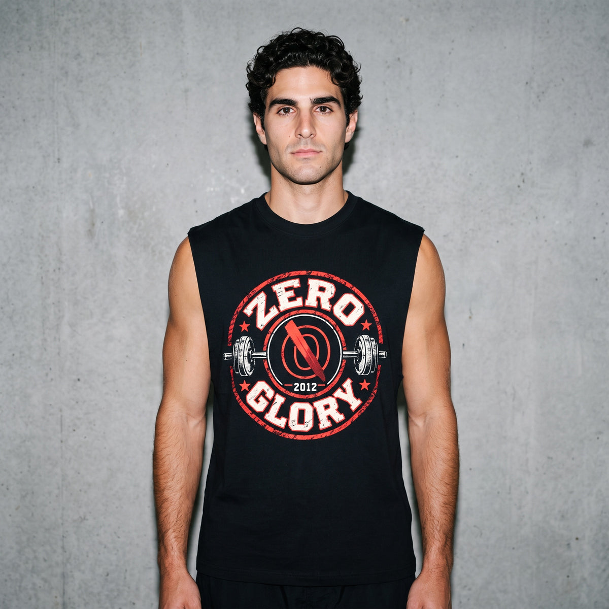 Vintage Gym Graphic Tank Top featuring a sleeveless design with a bold Zero Glory print for stylish workouts.