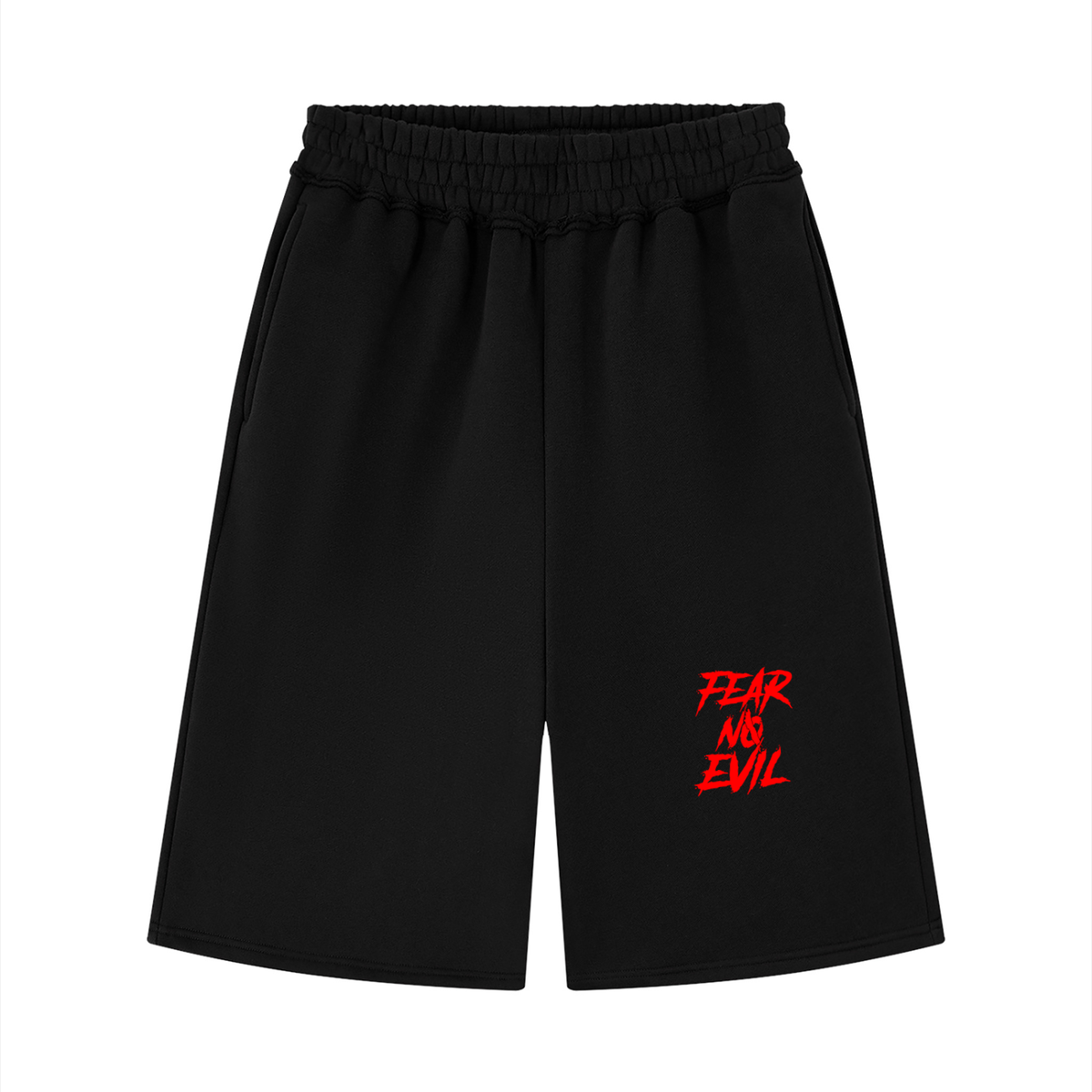 Fear No Evil Fleece Shorts in Black — Zero Glory