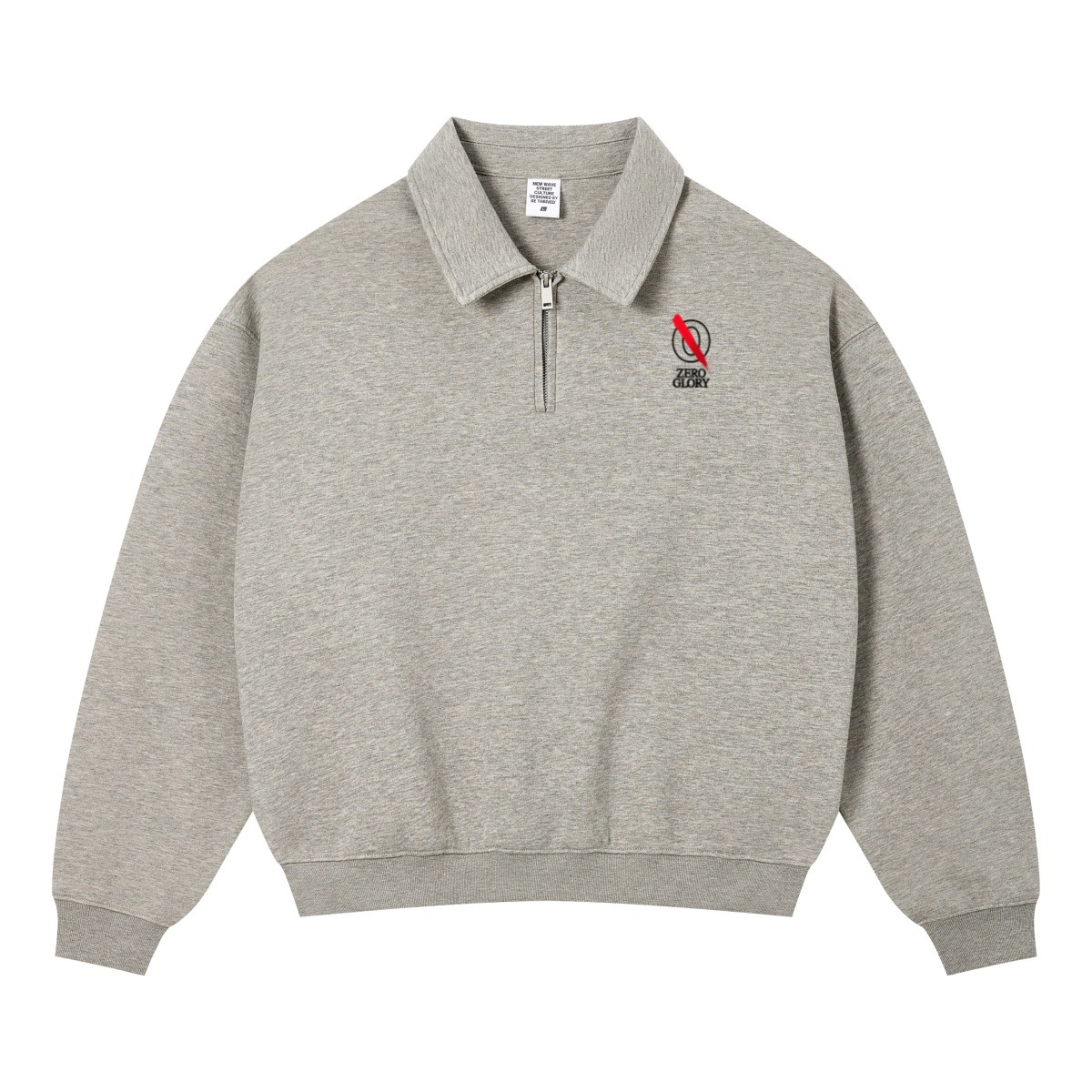 320GSM Men's Old Money Convertible-Collar Half-Zip Polo Sweatshirt Oat Gray