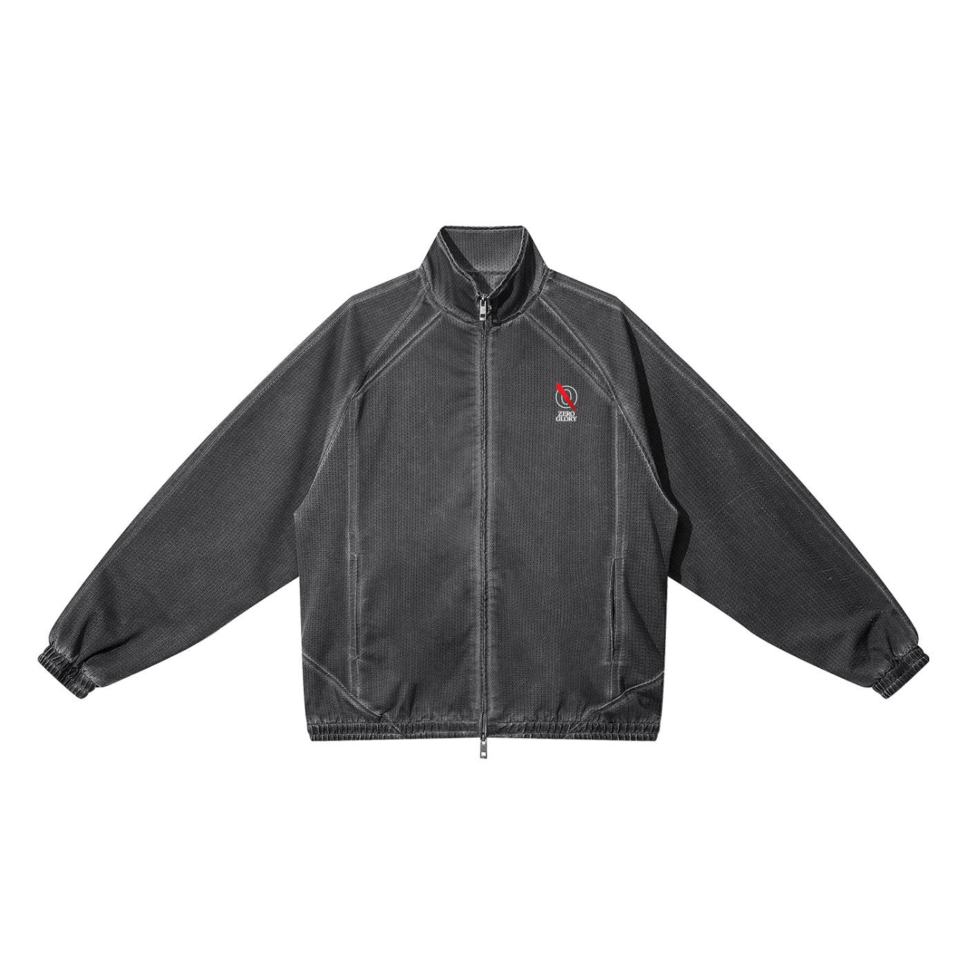 Zero Glory Charcoal Wash unisex track jacket front view