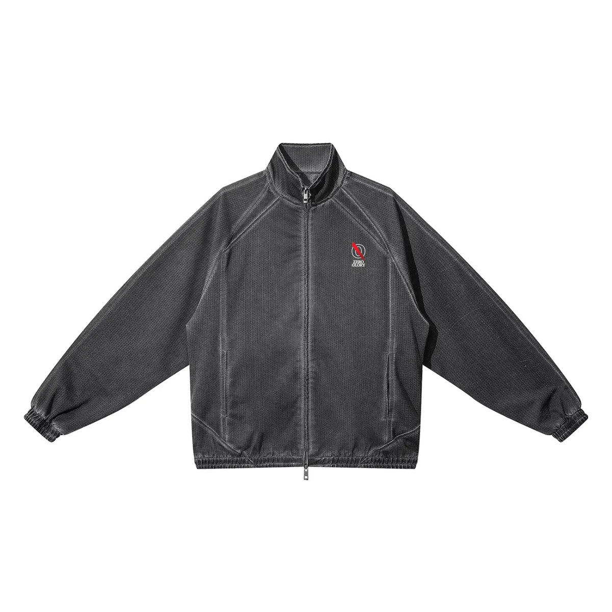 Zero Glory Charcoal Wash unisex track jacket front view