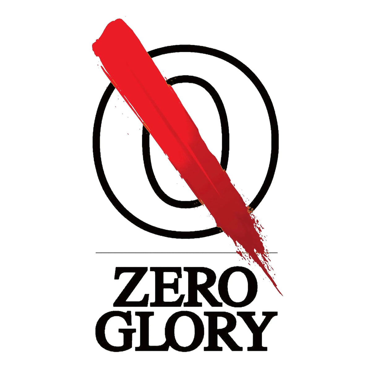 Logo of Zero Glory, featuring a bold design with a red slash over the number zero.