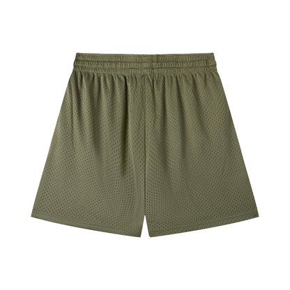 Zero Glory Olive Mesh Drawstring Shorts by Shannon Spence