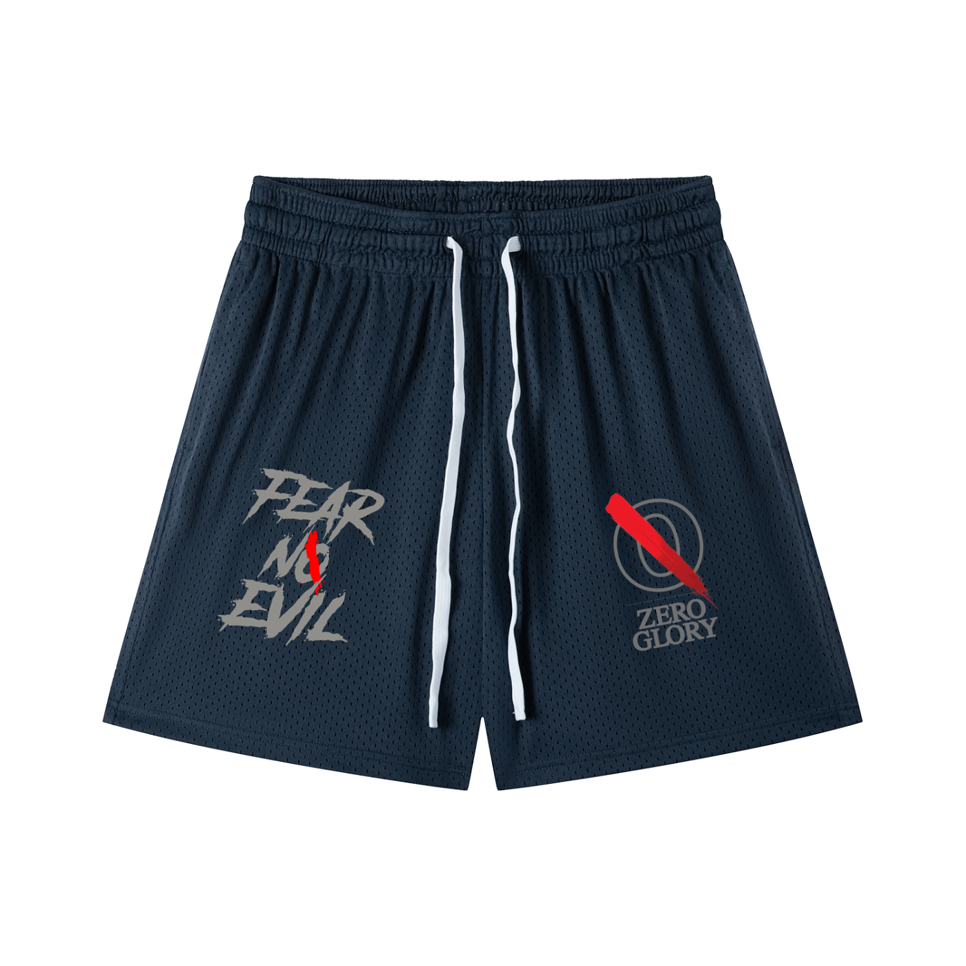 Zero Glory Deep Blue Mesh Drawstring Shorts by Shannon Spence