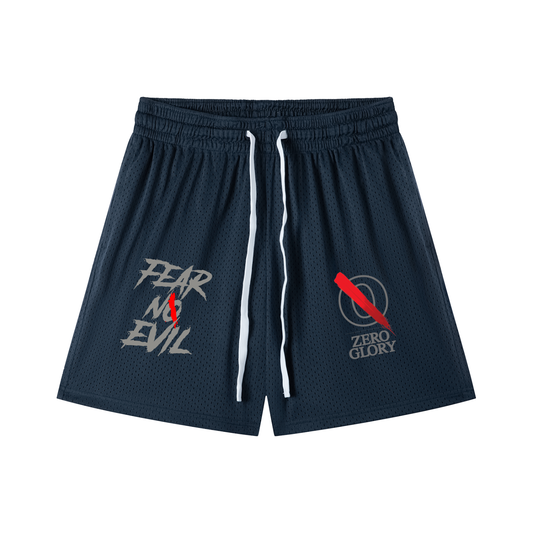Zero Glory Deep Blue Mesh Drawstring Shorts by Shannon Spence