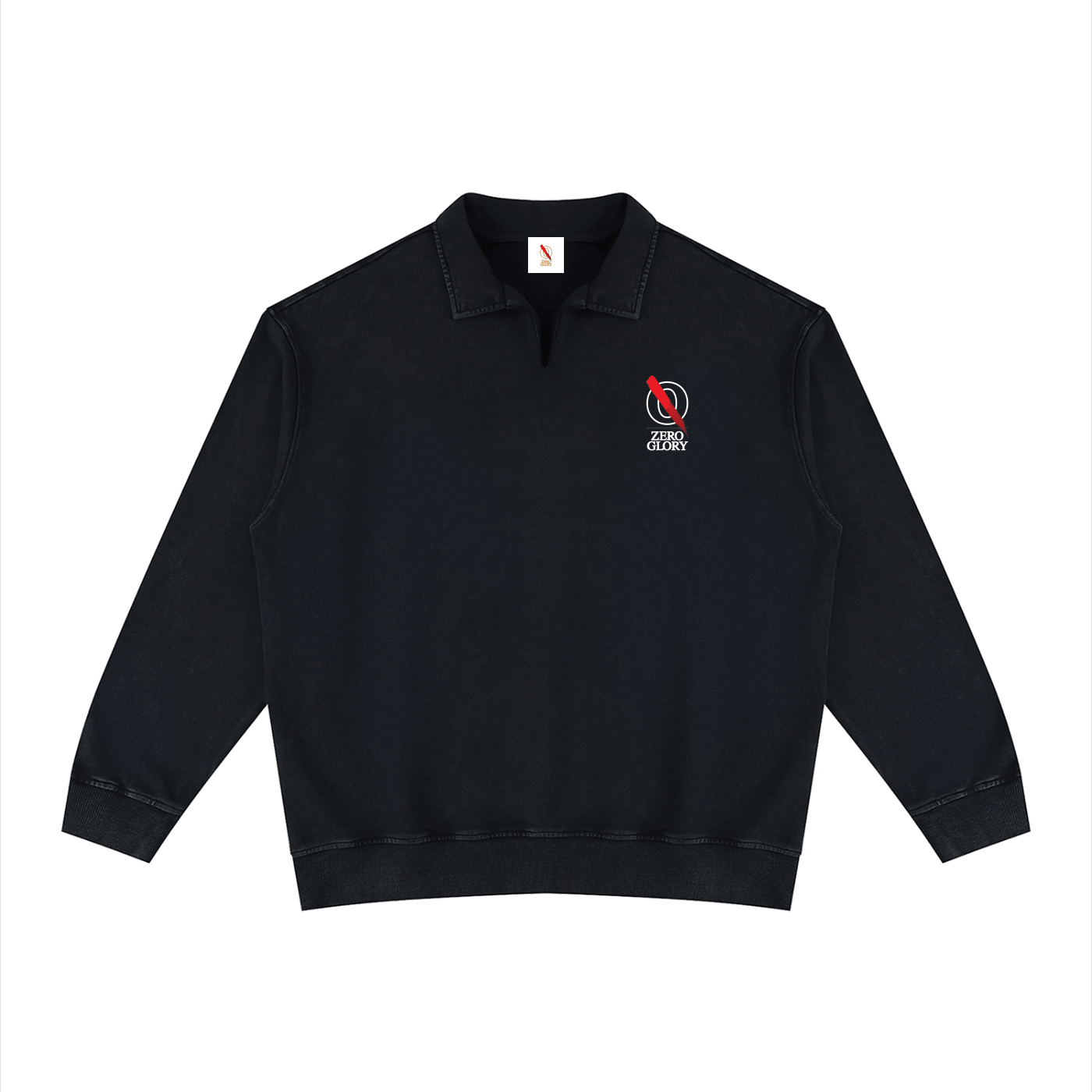 Collared sweatshirt for casual wear in black with logo, designed for comfortable and stylish everyday attire.