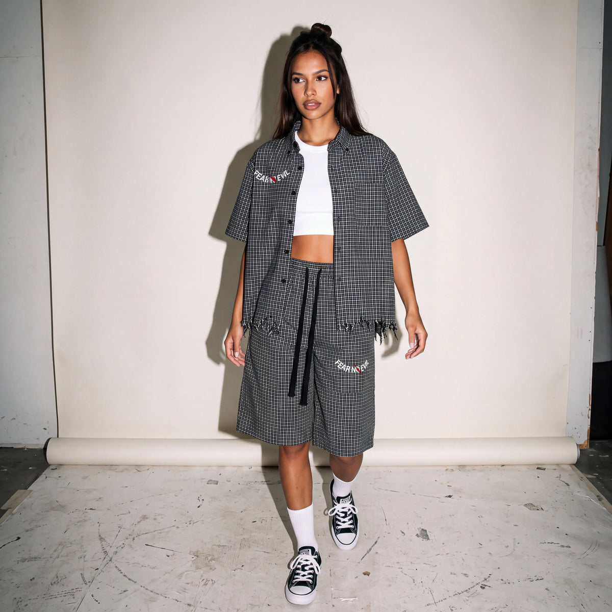 Zero Glory Women's Plaid Shirt and Capri Shorts Set — the bottom piece