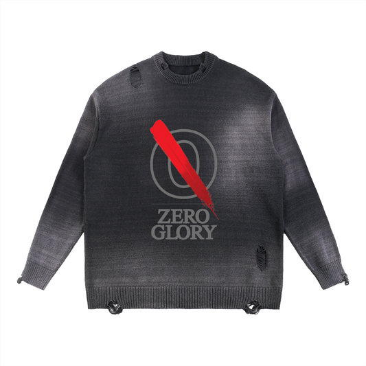 Zero Glory Sun Fade Distressed Ripped Crewneck Sweater by Shannon Spence