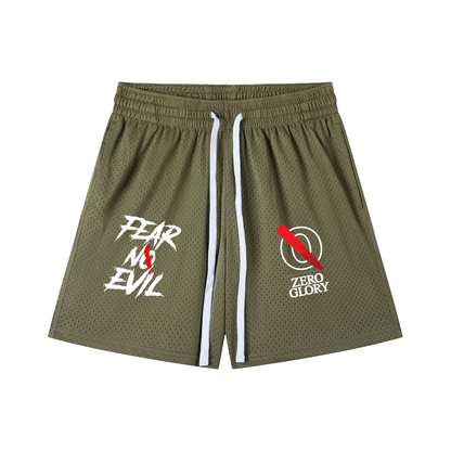 Zero Glory Olive Mesh Drawstring Shorts by Shannon Spence