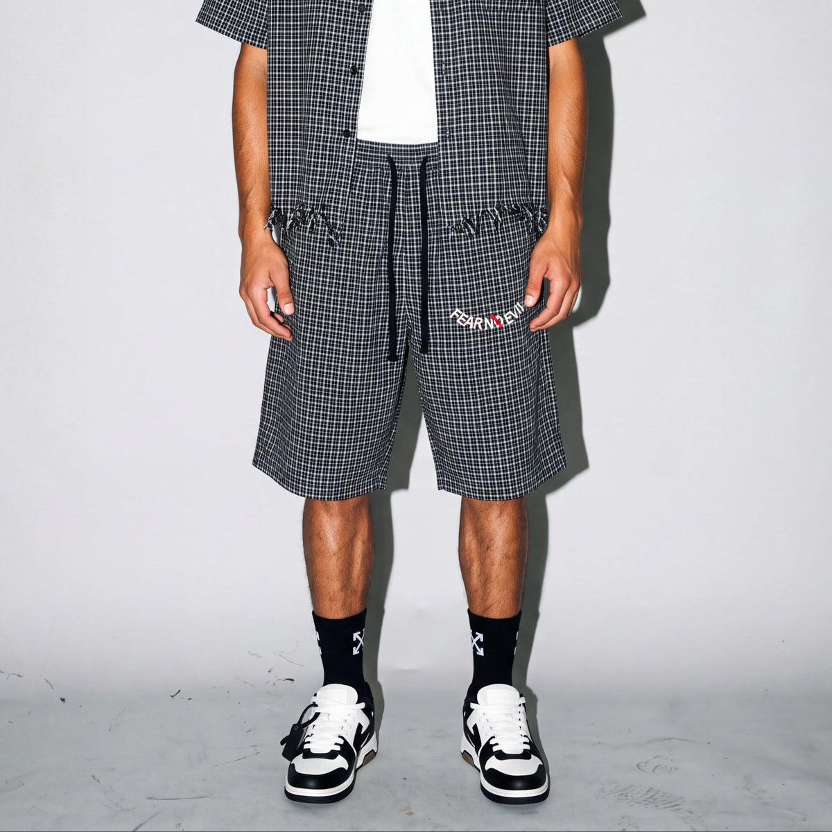 Zero Glory Men's Plaid Shirt and Capri Shorts Set — the bottom piece