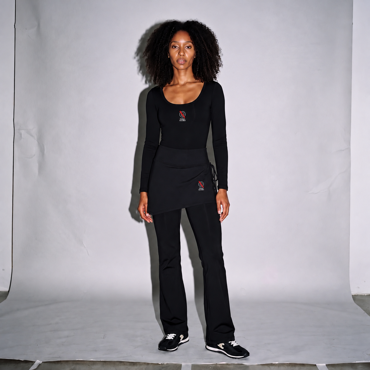 Zero Glory Women's Yoga Bodysuit and Skirted Flare Leggings Set