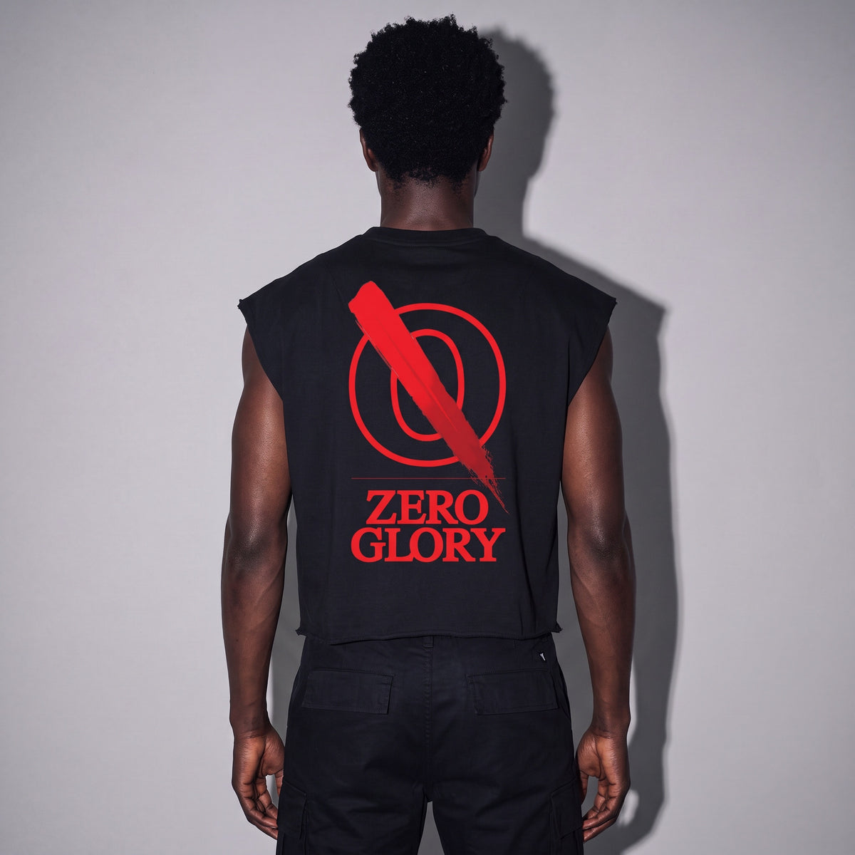 Back view of the black boxy tank