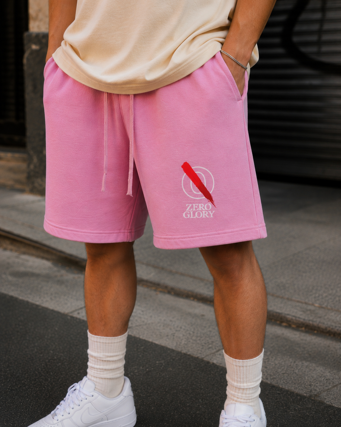Unisex Pink Wash Cotton Shorts by Zero Glory