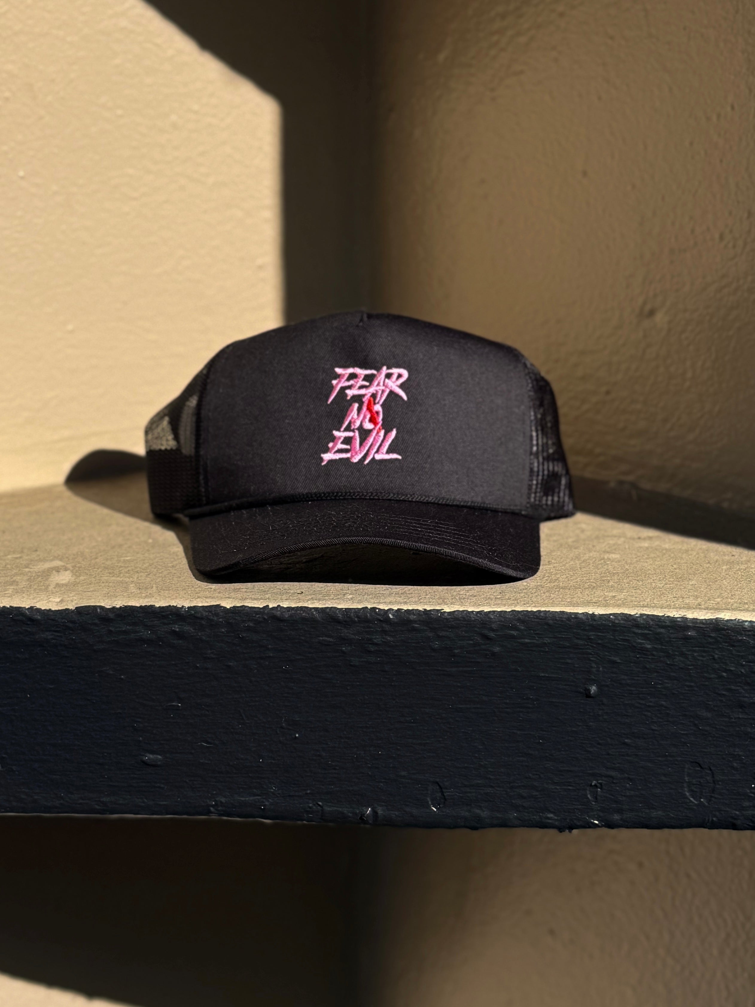 Fear No Evil Pink/Black Trucker Hat by Zero Glory