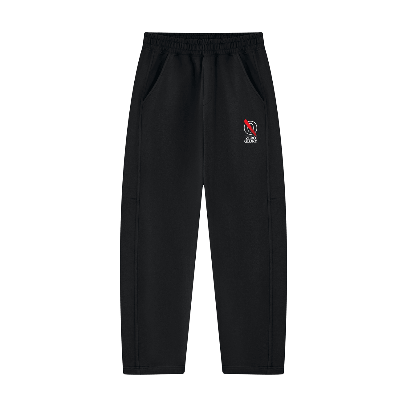 Tapered straight hem sweatpants in black with side pockets and logo, ideal for casual and sporty wear.