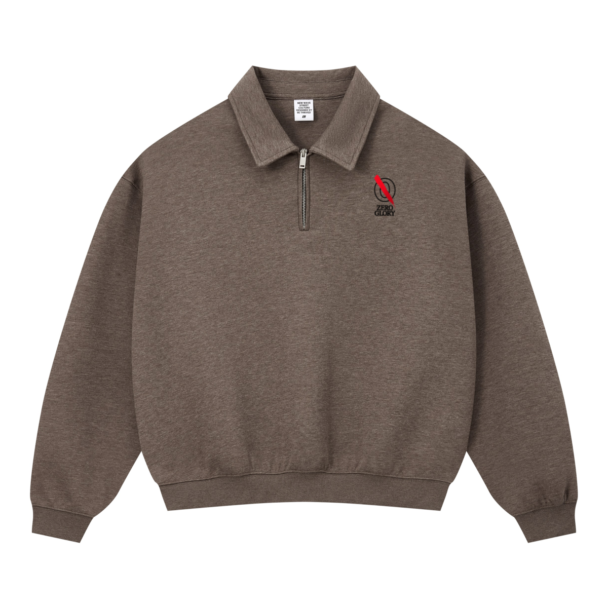 320GSM Men's Old Money Convertible-Collar Half-Zip Polo Sweatshirt Brown