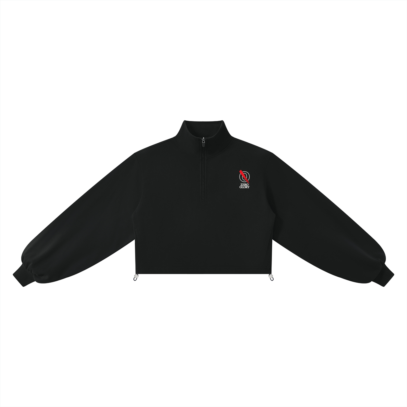 Zero Glory women’s black heavyweight quarter-zip sweatshirt front view